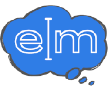 Thought cloud containing letters E and M.